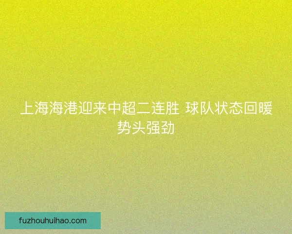 上海海港迎来中超二连胜 球队状态回暖势头强劲