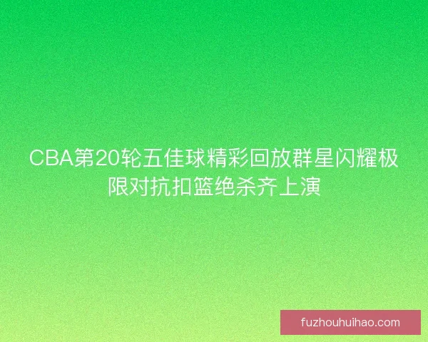 CBA第20轮五佳球精彩回放群星闪耀极限对抗扣篮绝杀齐上演